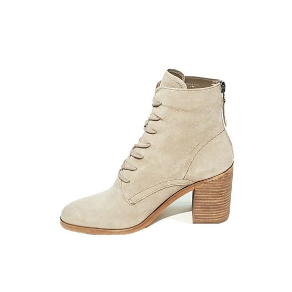 Dolce Vita Booties Heel Zip Lace Up Gray Taupe Suede Womens US 9.5 - Picture 2 of 11